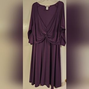 Love Squared Trendy Plus Size Knotted Fit & Flared Dress - 2X purple